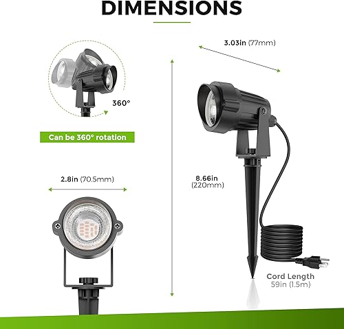 Miniatura 7 de LOHAS - Focos de paisaje para exteriores, focos LED de 5 W para patio, luces exteriores de 120 V, 450 lm, IP65 impermeable 3000 K, blanco cálido,