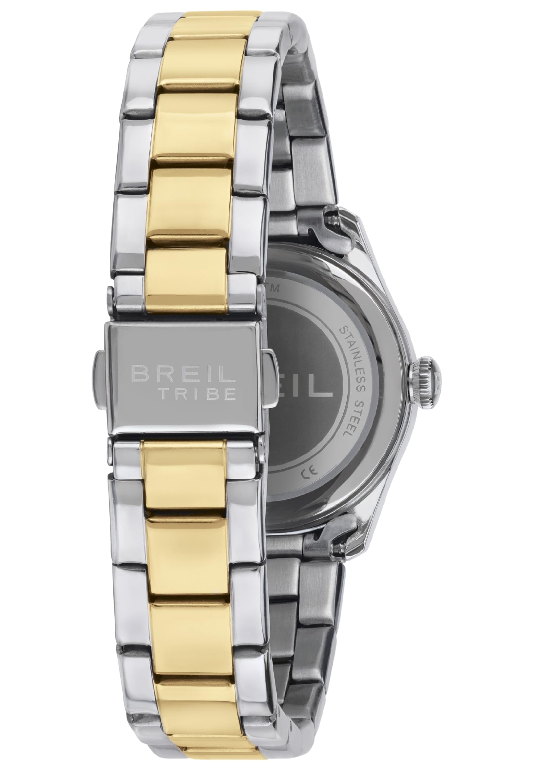 Breil, Classic Elegance Collection, Damenuhr, Edelstahl in Silber und Gold, Quarzwerk mit Zeitanzeige, Weißes Zifferblatt, Lünette mit Rändelmuster, Wasserdicht, Silber-Gold