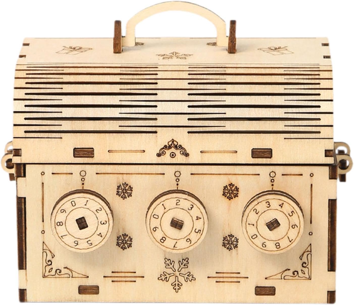 SM SunniMix 3D Wooden Puzzle Password Chest Box (72Pieces) Piggy Bank DIY Mechanical Treasure Box Treasure Chest for Girls Friends Gift