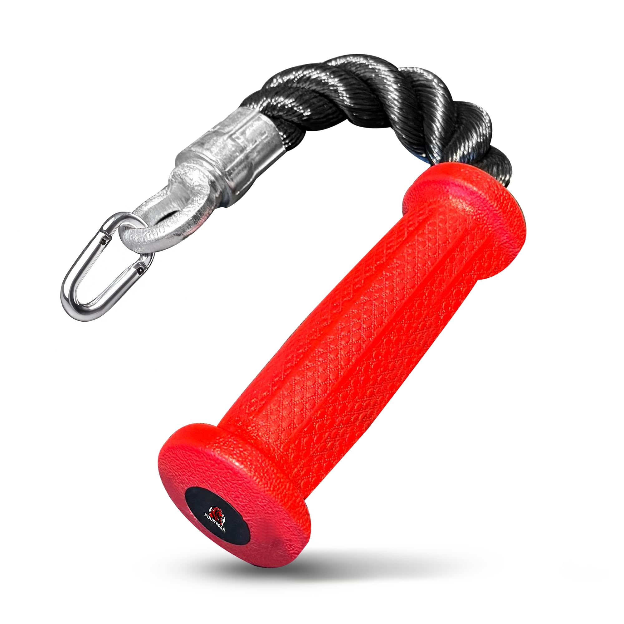 FourRoar Triceps Rope with Ergonomic Anti Slip Unilateral Handle | Single Tricep Rope Pulley Prevents Hand Pressure | Tricep Rope Cable Attachment with Carabiner
