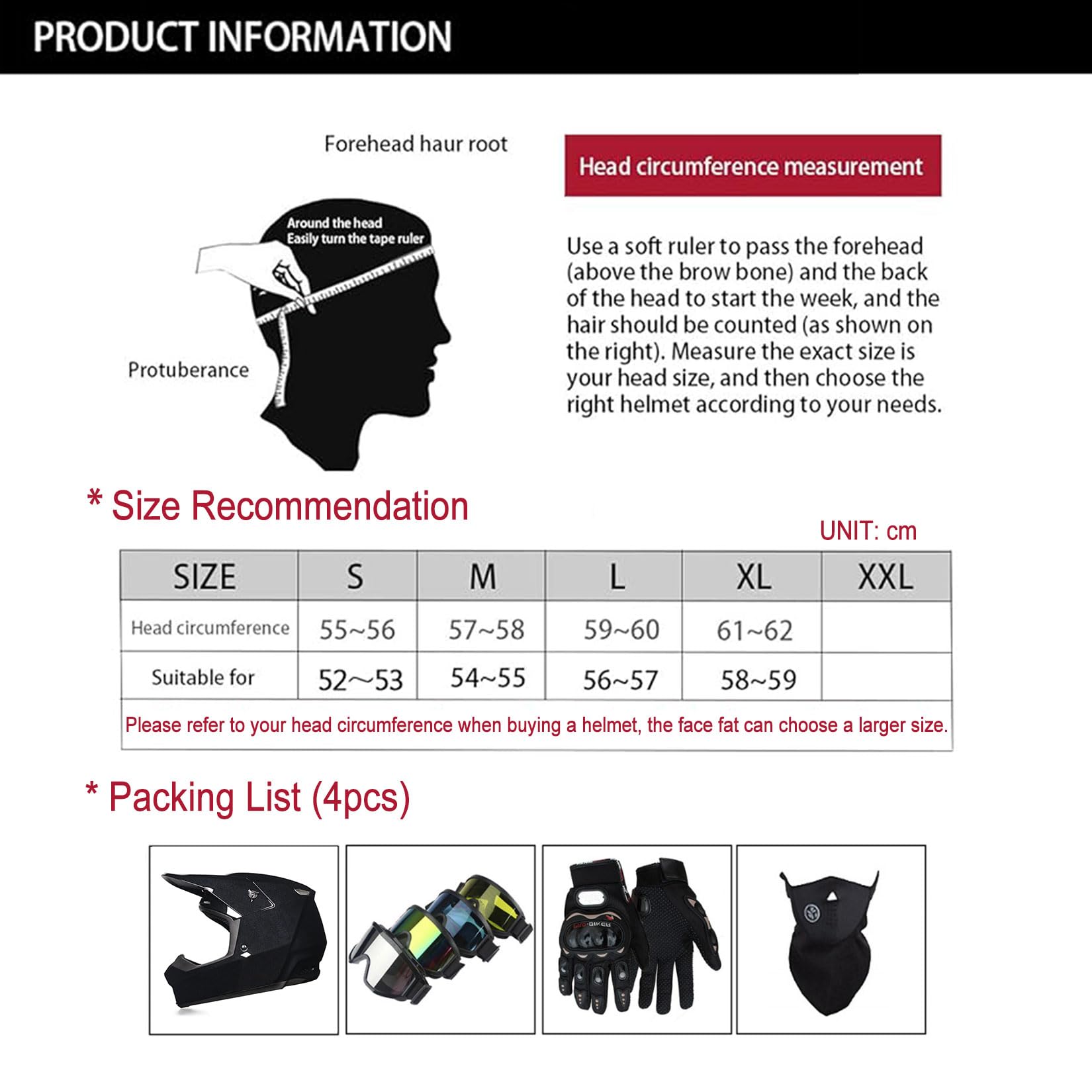 Casco Motocross Hombre Mujer Casco Integral De Moto ECE Casco Cross para ATV Bicicleta Off Road Downhill Eduro Quad BMX MTB Jóvenes Adultos Casco De Descenso, con Gafas Guantes,Black~1-XXL