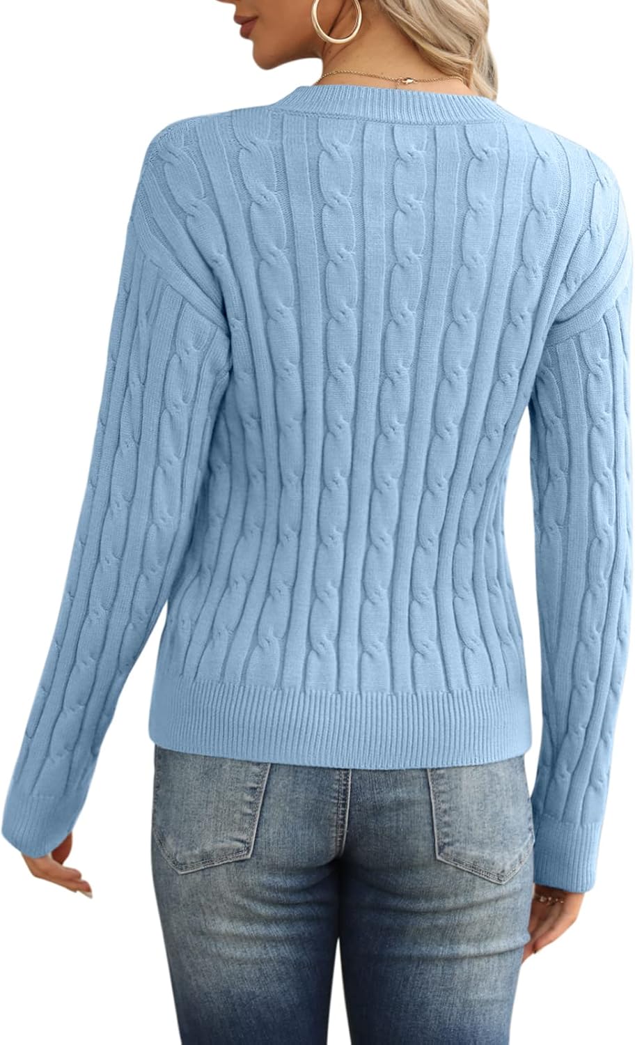 Esobo Women's Classic-fit Lightweight Cable Long Sleeve Mockneck Loose Casual Sweater Jumpers - Image 4