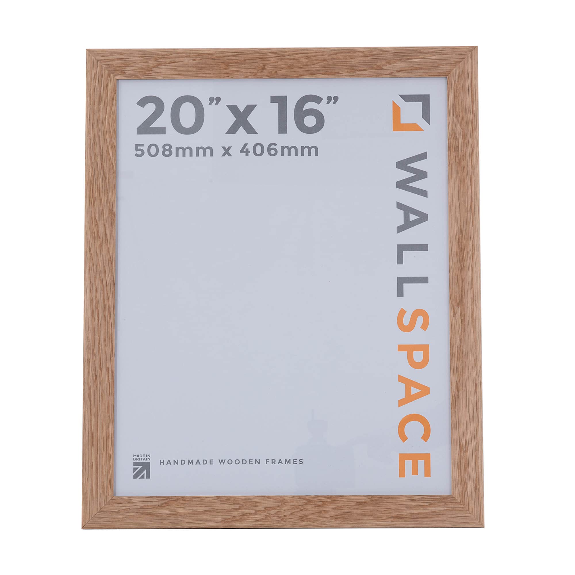 Wall Space Wide 20x16 Oak Picture Frame | Oak 16x20 Photo Frame | 20 x 16 inch | 508x406mm | 50.8x40.6cm | Real Wood with Glass | Handmade Wooden Made in UK — image 1