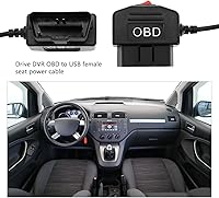 Vista 2 de SING F LTD Cable de alimentación OBD de coche para cámara de tablero 24 horas de vigilancia/modo Acc con botón de interruptor USB C puerto adaptador