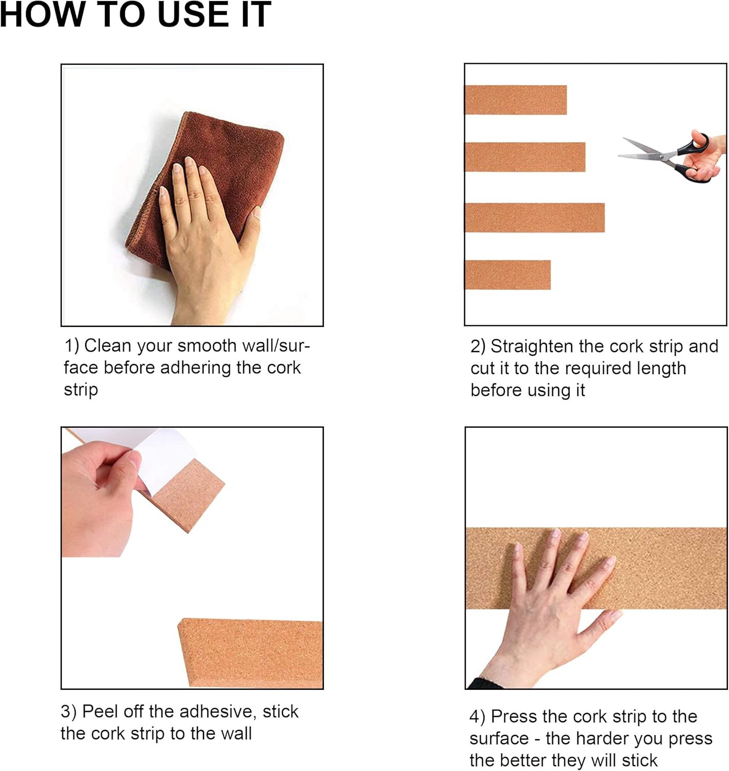 SUNGIFT Corkboard Strips for Walls, Cork Board Strips 2 Pieces, 2 x 50 Inch, Adhesive Cork Strips Bulletin Bar Strip with 50 PCS Pushpins : Office Products