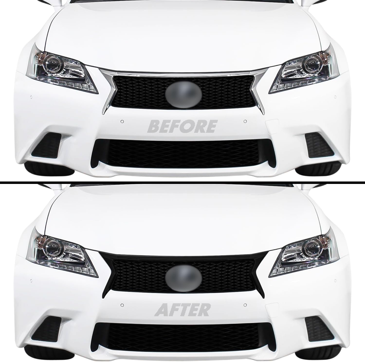 SlickMod Chrome Delete Blackout Vinyl Overlay for 2013-2015 Lexus GS 350 450h Front Bumper Grill Trim (Matte Black)