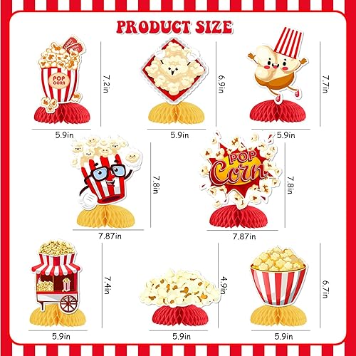 Miniatura 4 de 8 centros de mesa de palomitas de maíz, decoración de fiesta de palomitas de maíz, decoración de centro de mesa con temática de palomitas de maíz,
