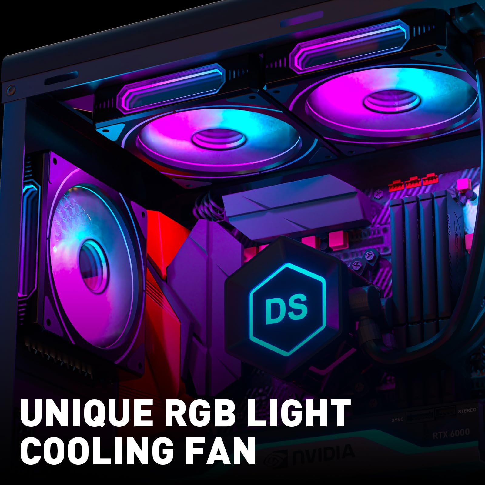 DS - Ventole di raffreddamento per computer da 120 mm, con effetto luce LED a specchio sul lato, ventola RGB con mini controller per case PC (confezione da 5)
