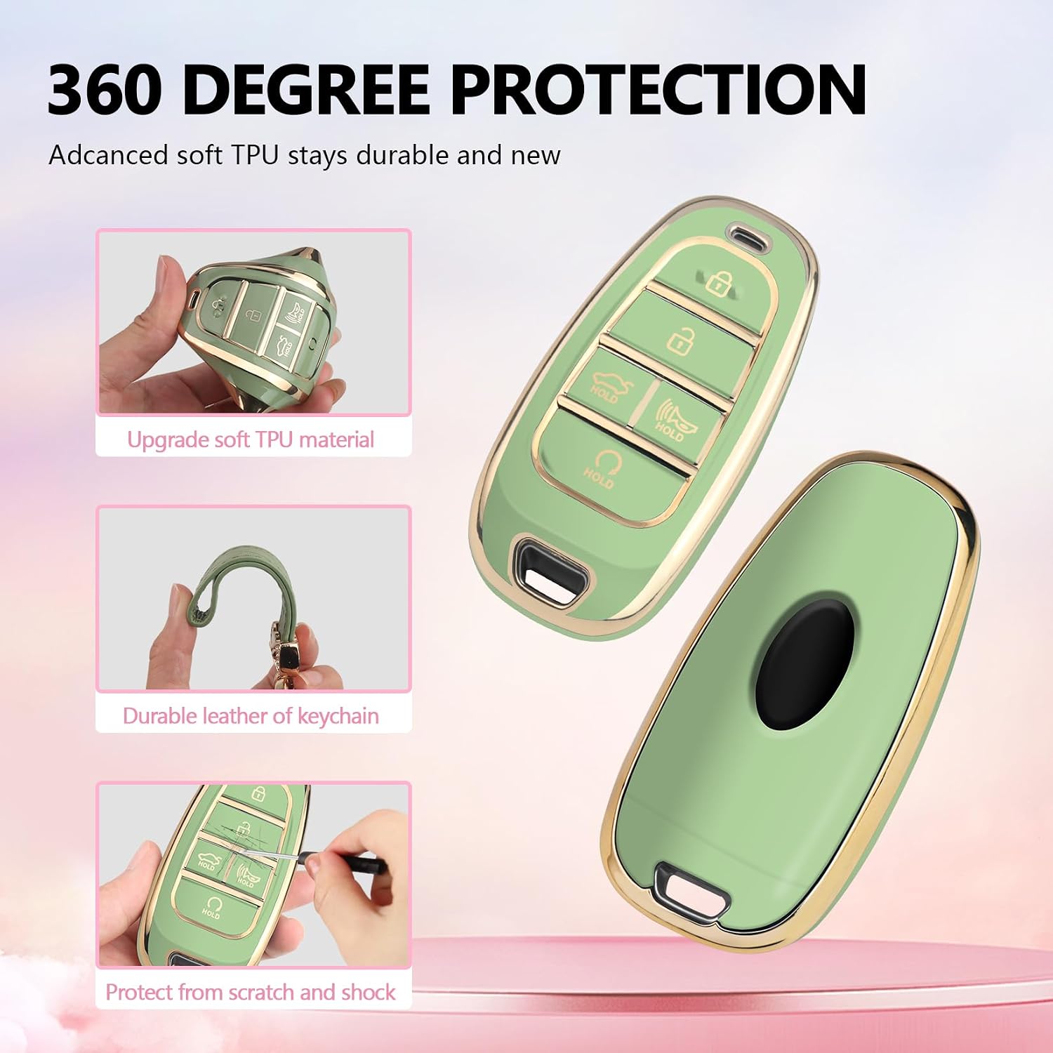 for Hyundai Key Fob Cover (Gold-Green) image 4