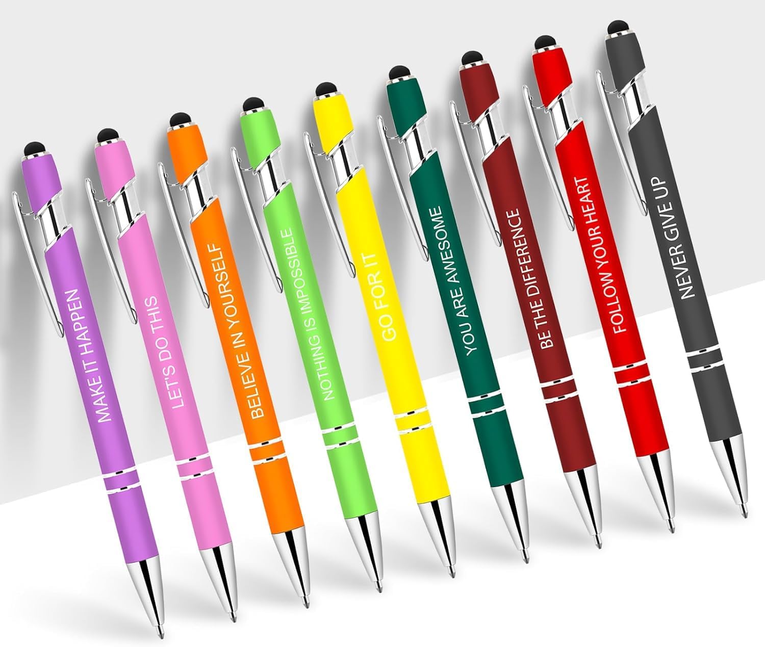 30 Pieces Inspirational Pens, Motivational Ballpoint Pen with Stylus Tip Funny Ink Pens Bulk Inspirational Gifts for Women Coworkers Office Supplies Black Ink