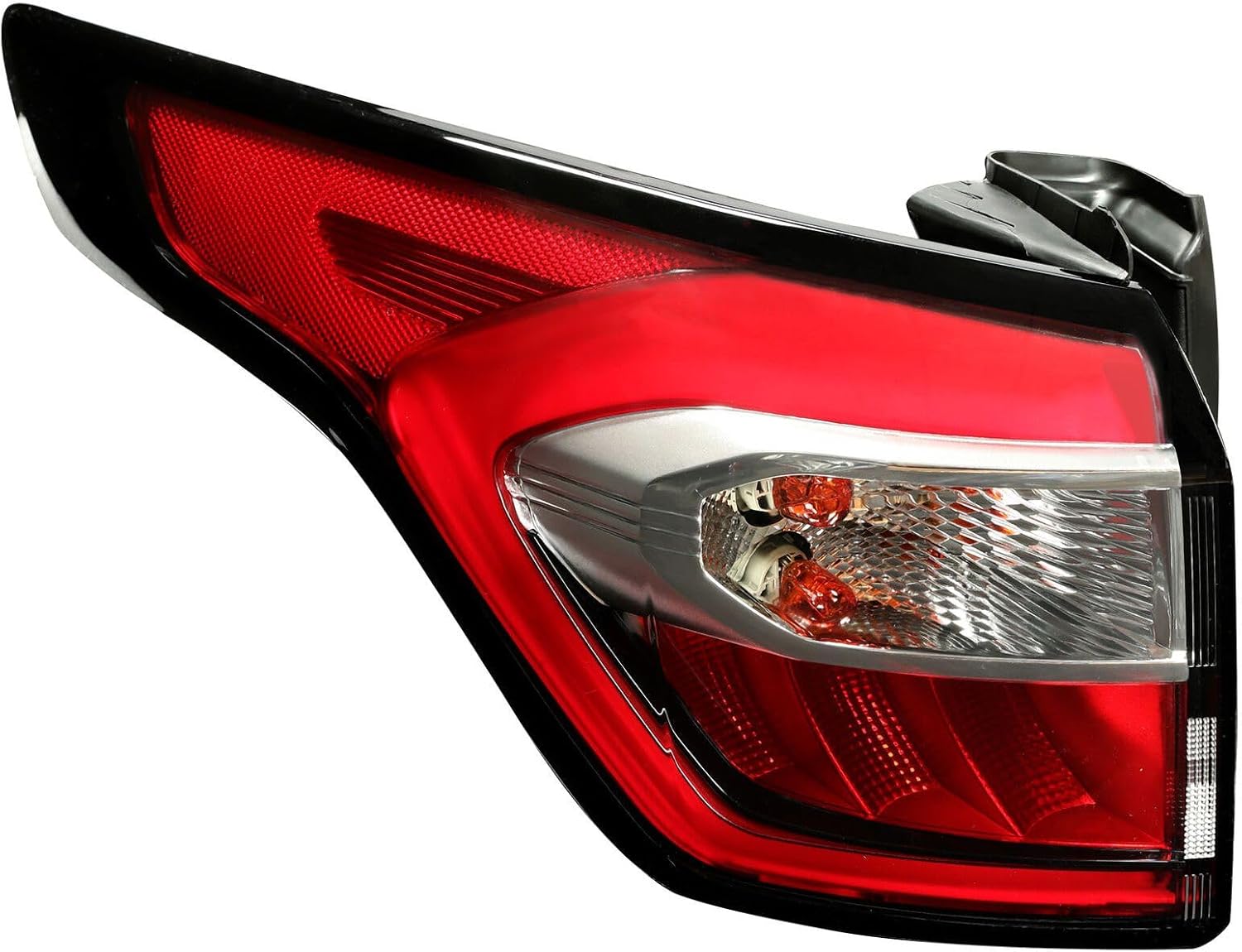 Tail Light Assembly Rear Left Driver Side for Ford Escape S Plus/SE/Titanium/Trend Advance 2017-SEL 2018-2019 Plastic Black Red Clear Brake Lamp with Bulb