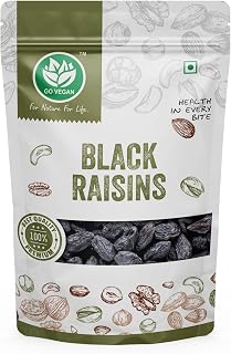 Go Vegan Premium Afghani Black Raisins Seedless | Kali Kishmish/Kismis | Dry Fruits, Healthy Snacks | Rich in Fiber, Potas... Price In India