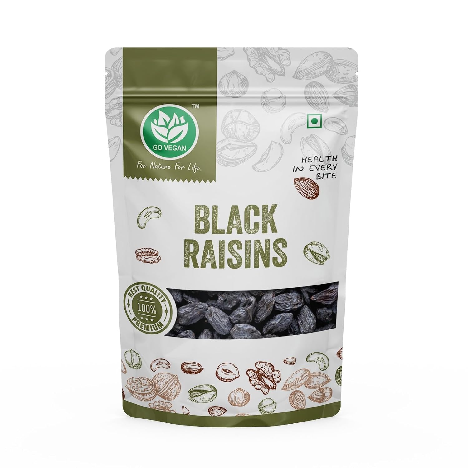 Go Vegan Premium Afghani Black Raisins Seedless | Kali Kishmish/Kismis | Dry Fruits, Healthy Snacks | Rich in Fiber, Potas...