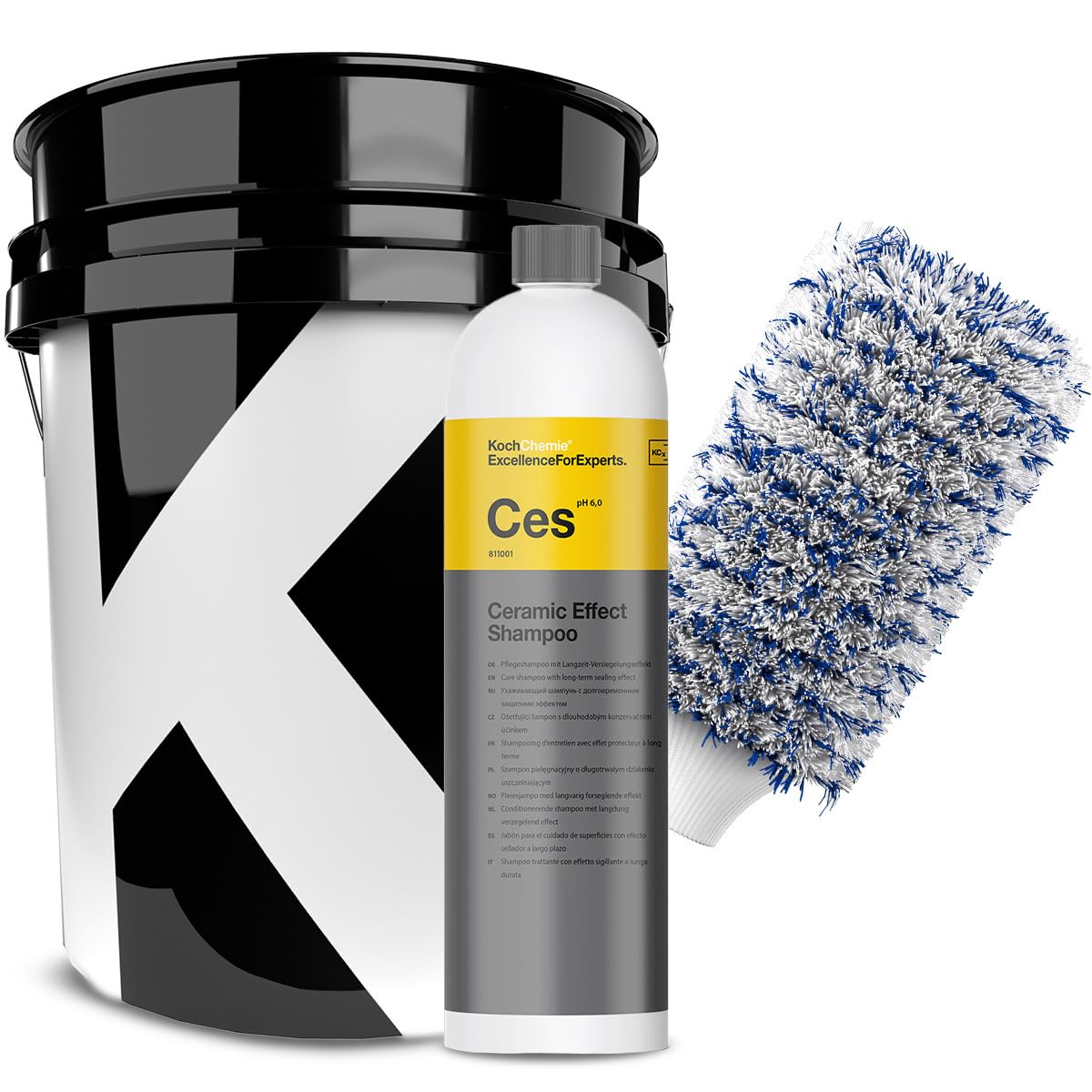 Koch Chemie Ceramic Effect Shampoo Ces zestaw do mycia Koch Chemie wiadro do mycia rękawica do mycia samochodu idealne do mycia samochodu