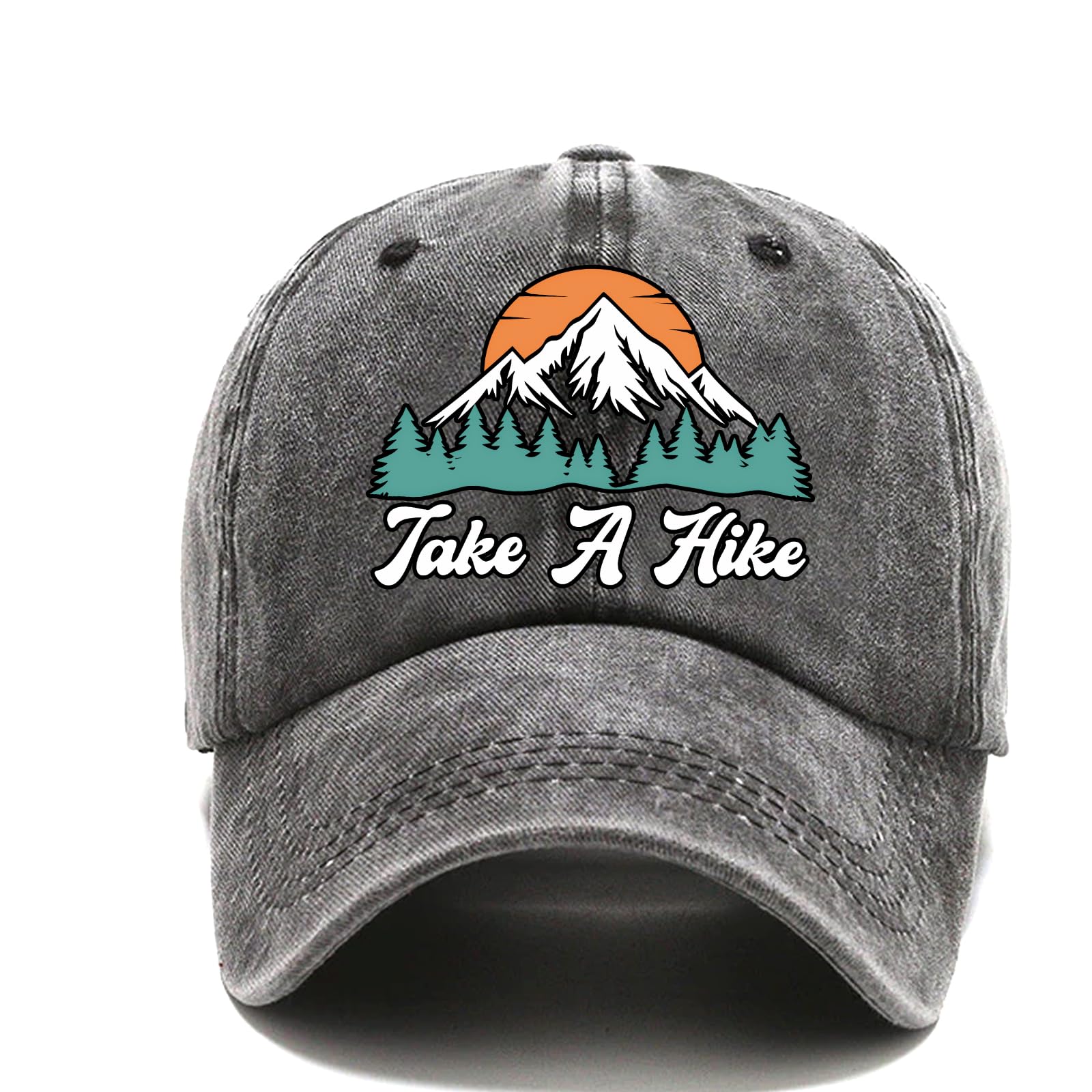Pishovi Take A Hike Distressed Washed Blue Baseball Cap, Vintage Adjustable Cotton Cap, Retirement Gifts for Men and Women, Hiking Hats for Mom and