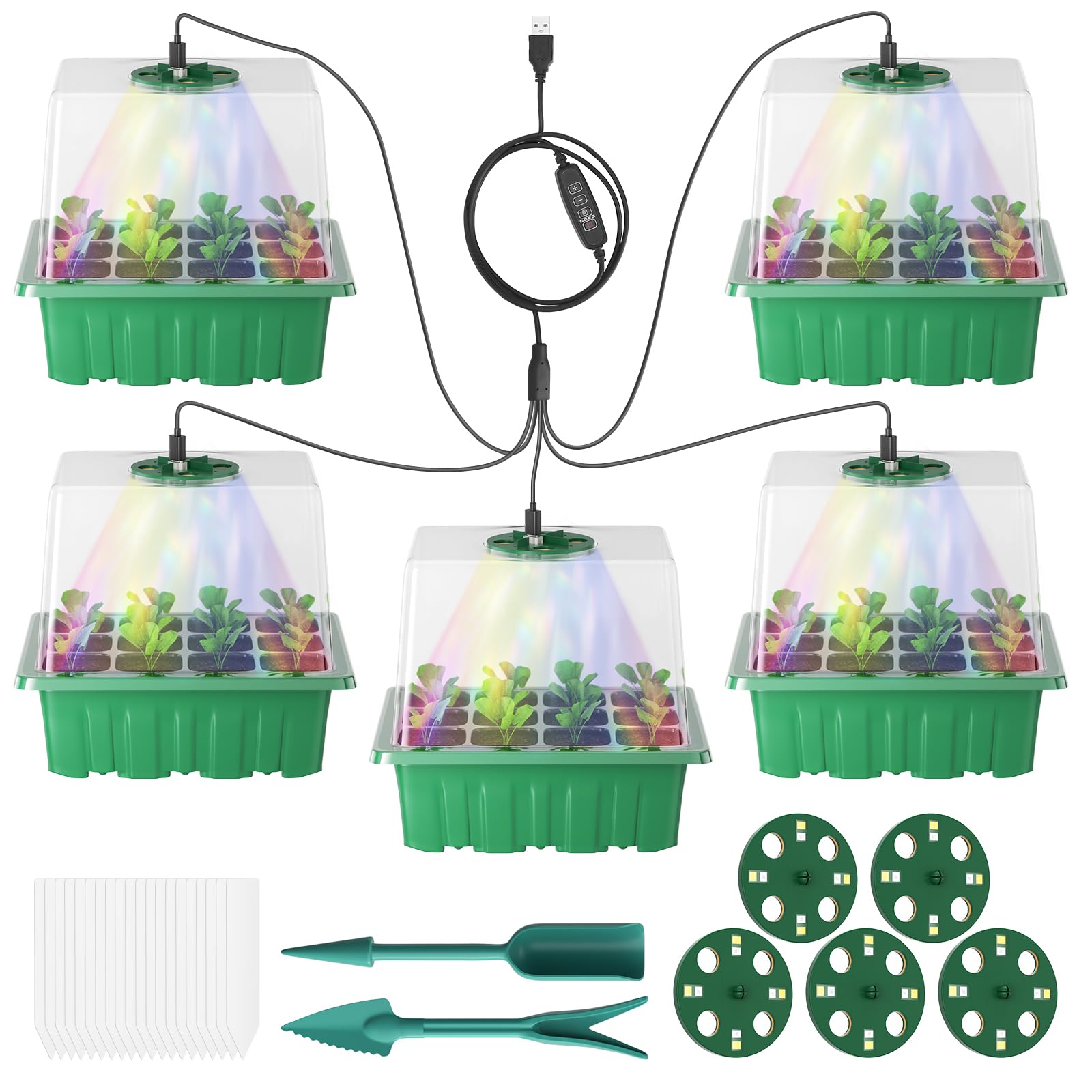 Estefanlo Seed Trays with Lids 5 Pack Propagators for Plants Thicken Seed Propagators with Lids