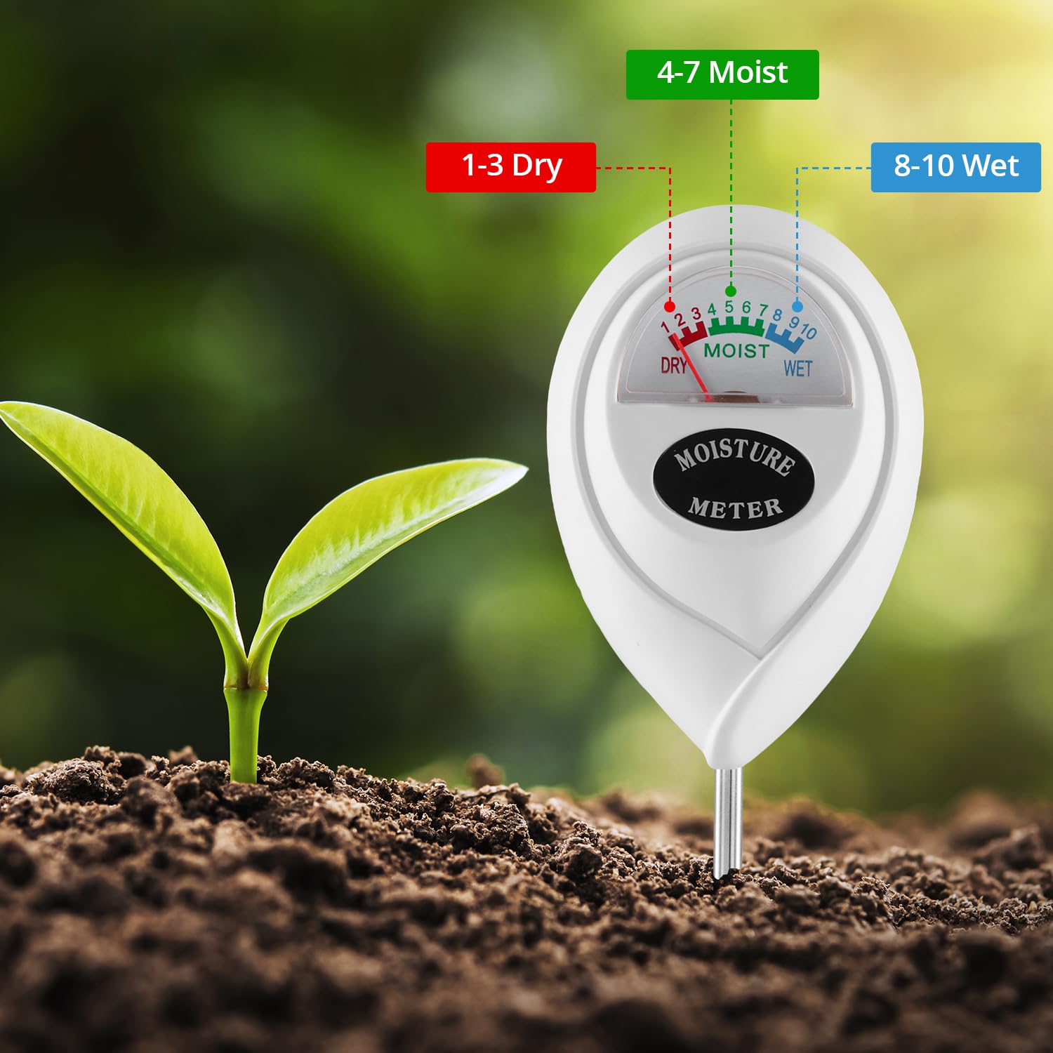 QWORK® 2 x miernik wilgotności gleby o długości 40 cm, tester gleby do głębokiego użytku z wyświetlaczem tarczowym do natychmiastowego odczytu do roślin ogrodowych i domowych