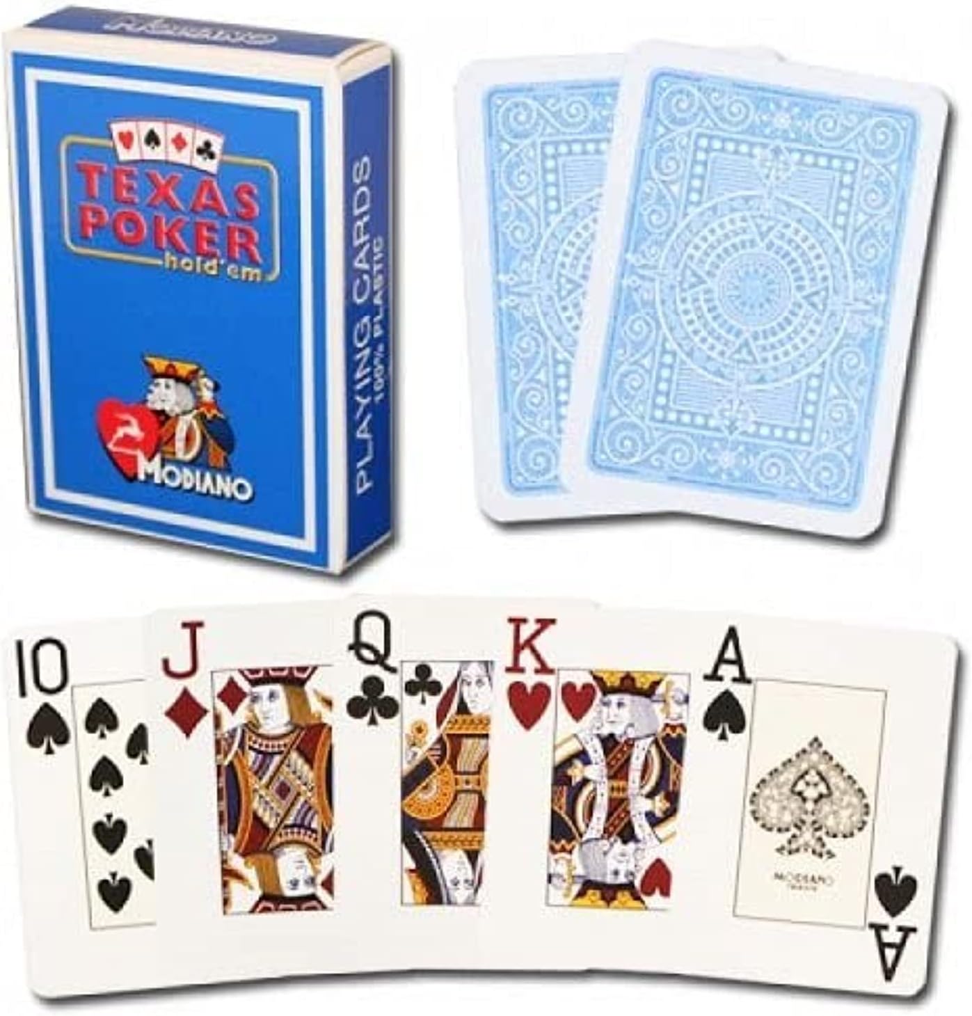 Modiano Texas Poker 2 Jumbo Index 100% Plastic Playing Cards (Black, Single Deck)