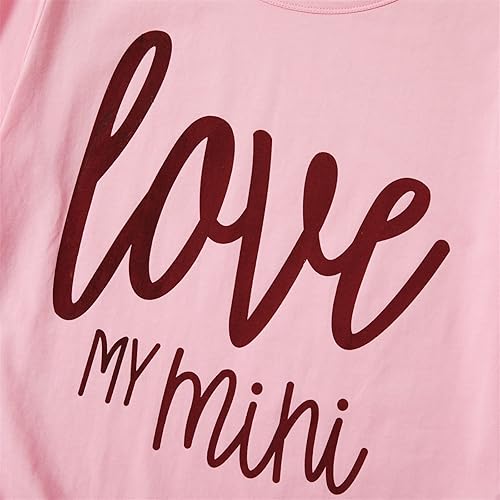 Miniatura 4 de PATPAT Mommy and Me - Conjunto de manga corta con estampado de letras camiseta para madre e hija día de San Valentín