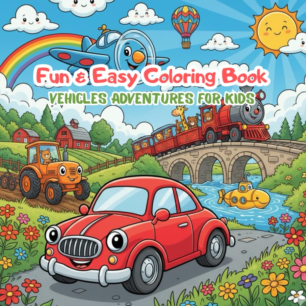 Fun & Easy Coloring Book: Vehicles Adventure for Kids