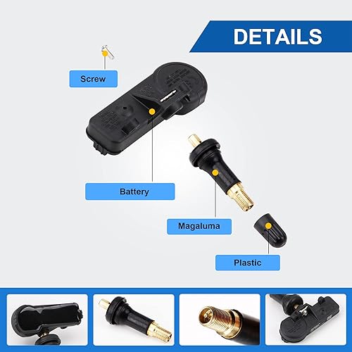 Miniatura 3 de TPMS Sensor de presión de neumáticos compatible con Chrysler Dodge Fiat Jeep RAM Volkswagen 433 MHz Reemplazo # 56029398AB 56029398AA 56029400AD