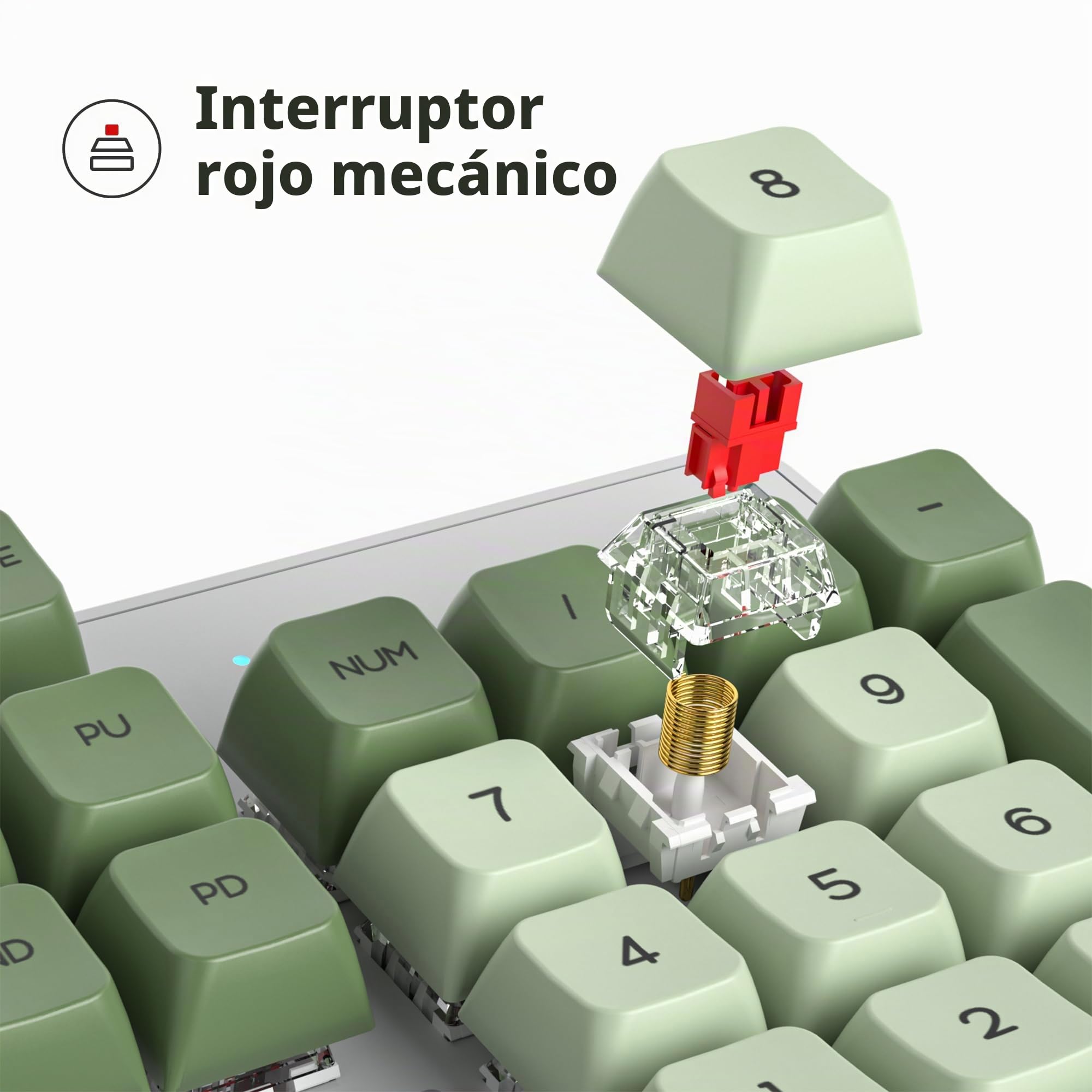 Sólido teclado mecánico para juegos de tamaño completo, diseño QWERTY Matcha Verde,con cable USB 104 teclas retroiluminado RGB con teclado numérico,teclado mecánico NKRO para Windows PC Gamer(104
