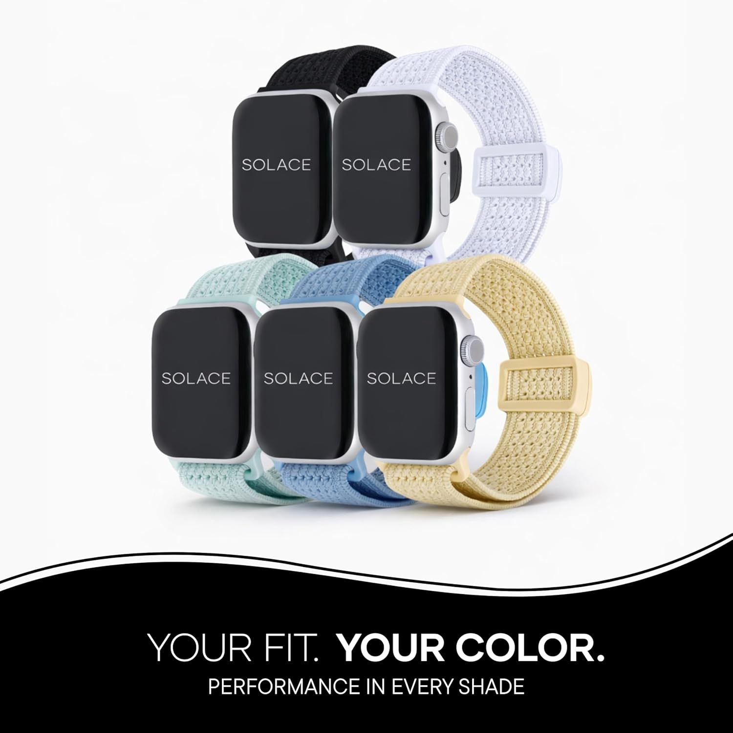 Solace Sport Adapt Bands - Apple Watch Bands, Breathable Nylon with Magnetic Clasp, Unisex Smart Watch Band, Apple Watch Strap