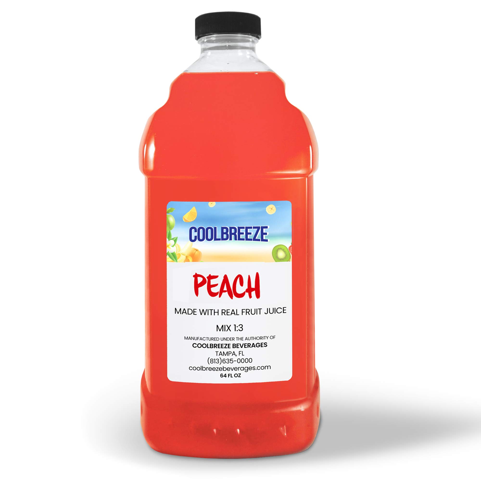 Coolbreeze Peach Frozen Drink Machine Mix - Ready to Use Slush Flavor Syrup - 1/2 Gallon Bottle