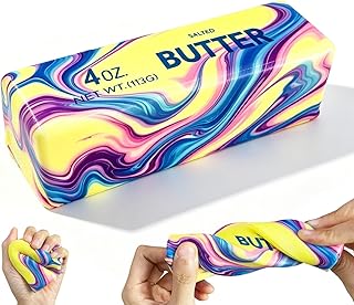 Butter Squishy Fidget Toy, Realistic Butter Stick, Super Soft Slow Rising Stress Relief Toy for Anxiety, Non-Stick TPR Sensory Squeeze Toy for Adults & Kids, Desk Decor Gift (Marbled Colors)