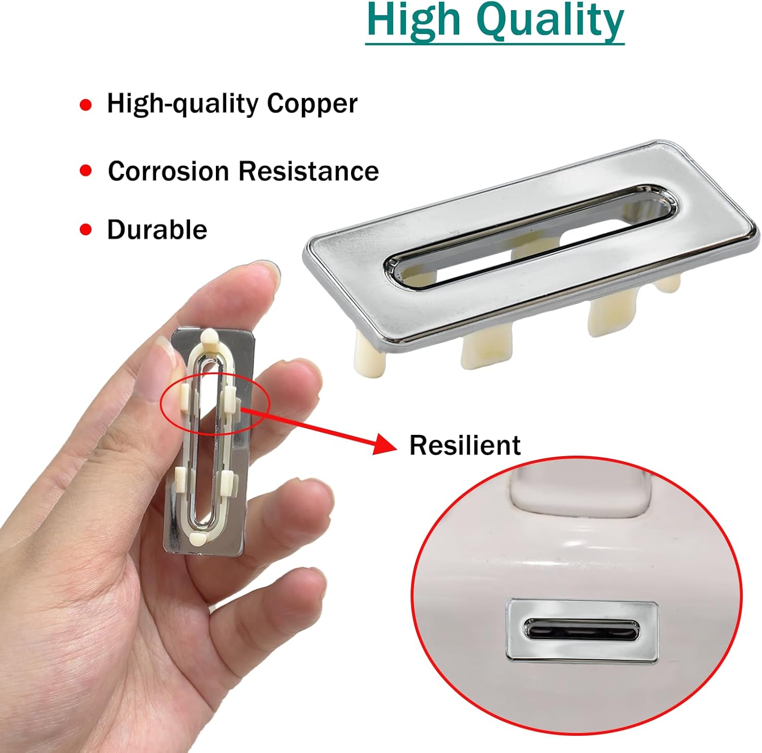 2 Pack Copper Sink Overflow Covers,Bathroom Basin Rectangle Trim Overflow Ring,Sink Drain Insert in Hole Caps Replacement for Kitchen Bathroom Basin