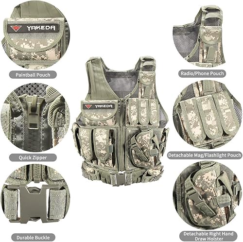 Miniatura 10 de vAv YAKEDA Chaleco táctico al aire libre transpirable CS juego Airsoft chaleco ajustable para adultos