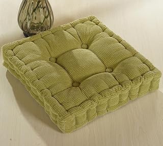 ChezMax 18x18 Green Floor Cushion - Thick Velvet Tufted Meditation Seat Pad for Yoga, Chairs, Outdoor & Indoor Use