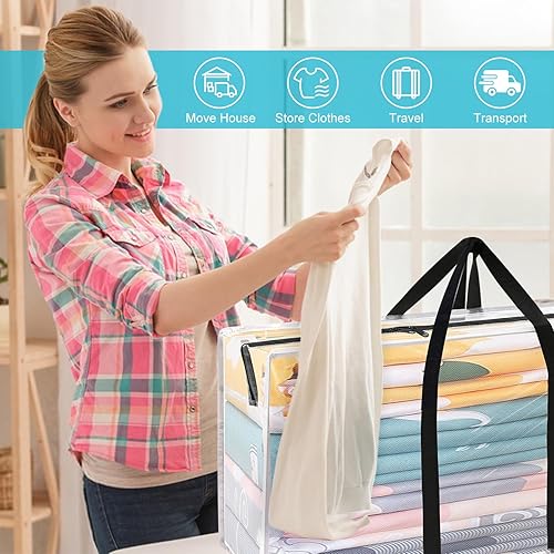 Miniatura 6 de Bolsas de mudanza aptas para niños para ahorrar espacio, 25 bolsas de almacenamiento extra grandes GALLEN con asas fuertes y cremalleras, estilo