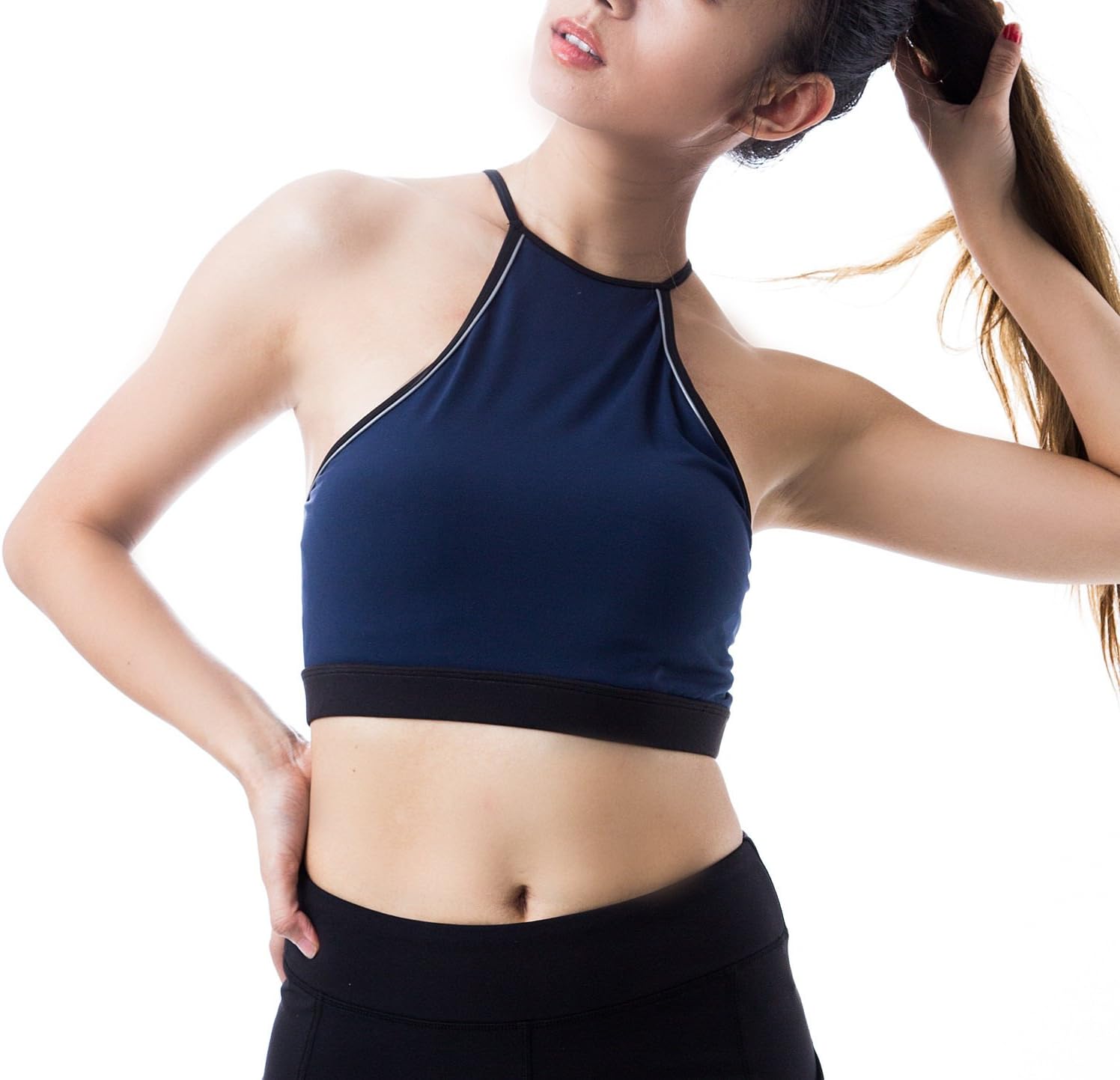 Figur Activ Women's Sport Halter Bra with Multi Criss Cross Strap Back