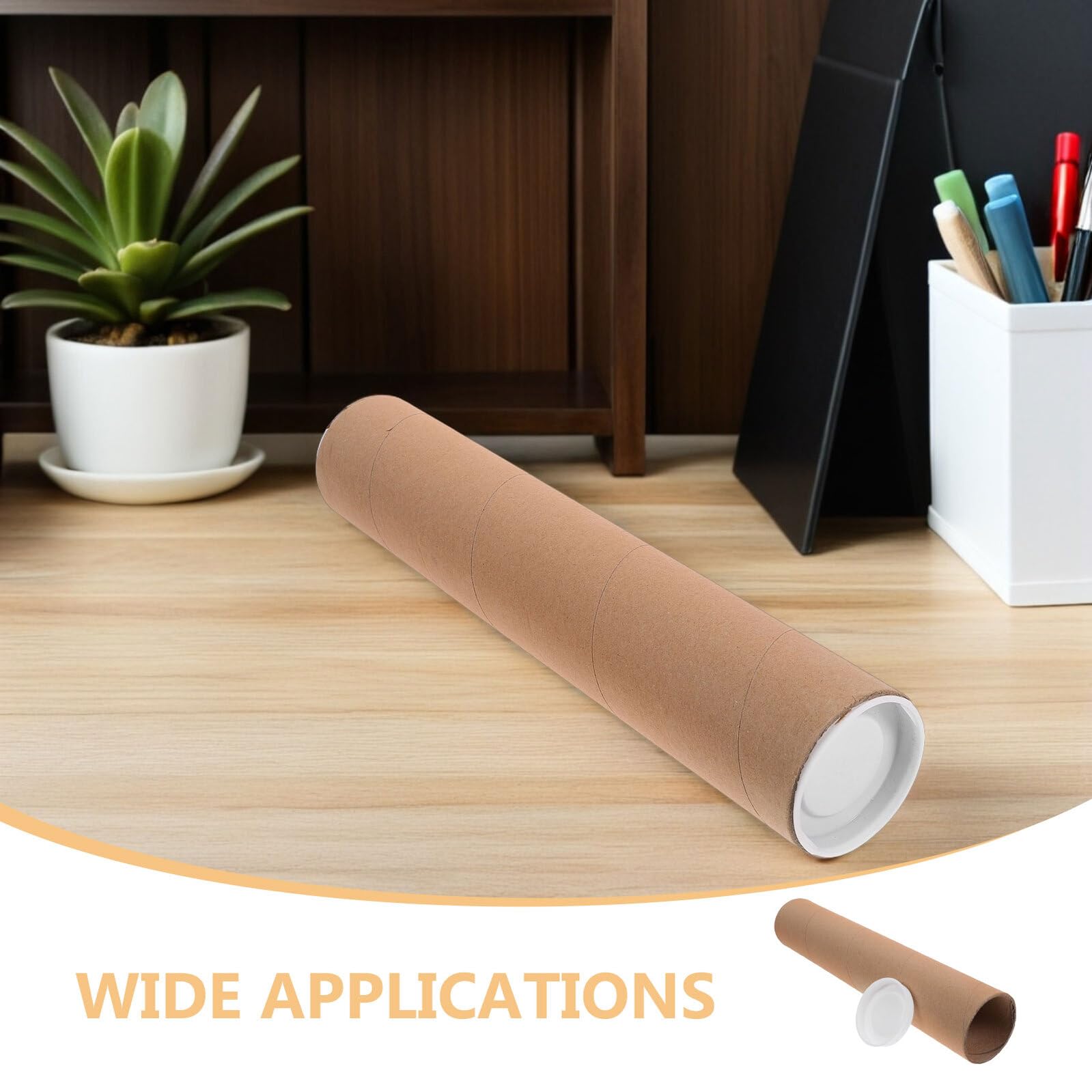 DOITOOL Lot de 5 Tubes en Papier Kraft Ronds 33,5x6,5 Cm Tubes à Affiche Épais 3 Mm Réutilisable pour Affiches et Documents pour Loisirs Créatifs et Envois Postaux