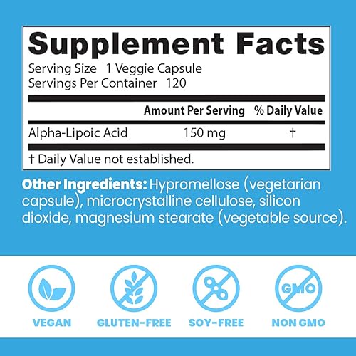 Miniatura 3 de Doctor's Best Ácido alfa lipoico 150, ayuda a apoyar el metabolismo de la glucosa y regenerar antioxidantes* Sin OMG, sin gluten, vegano, sin soja,