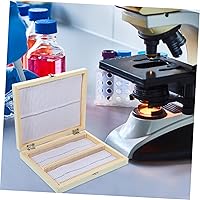 Vista 2 de Caja de rebanada biológica Caja de almacenamiento de diapositivas Soporte de madera Microscopio de madera Estuche de diapositivas de madera Soporte