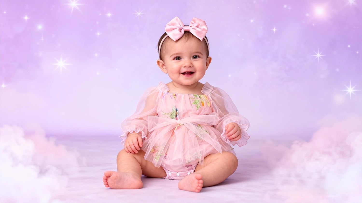 ODASDO Newborn Baby Girl Romper Dress Flower Embroidery Tutu Princess Long Sleeve One-Piece Bodysuit Cake Smash Outfit - Image 2