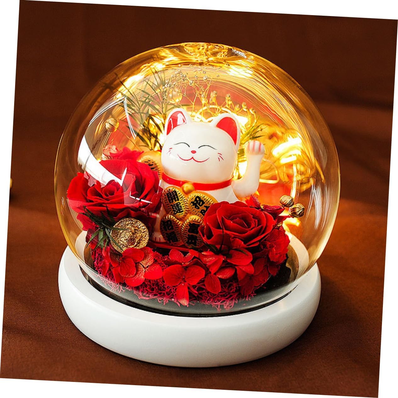1pc Glass Cover Eternal Flower Box Premium Preserved Floral Adornment for Valentine Day Wedding Birthday Anniversary Creative Decorative and Bright Colors