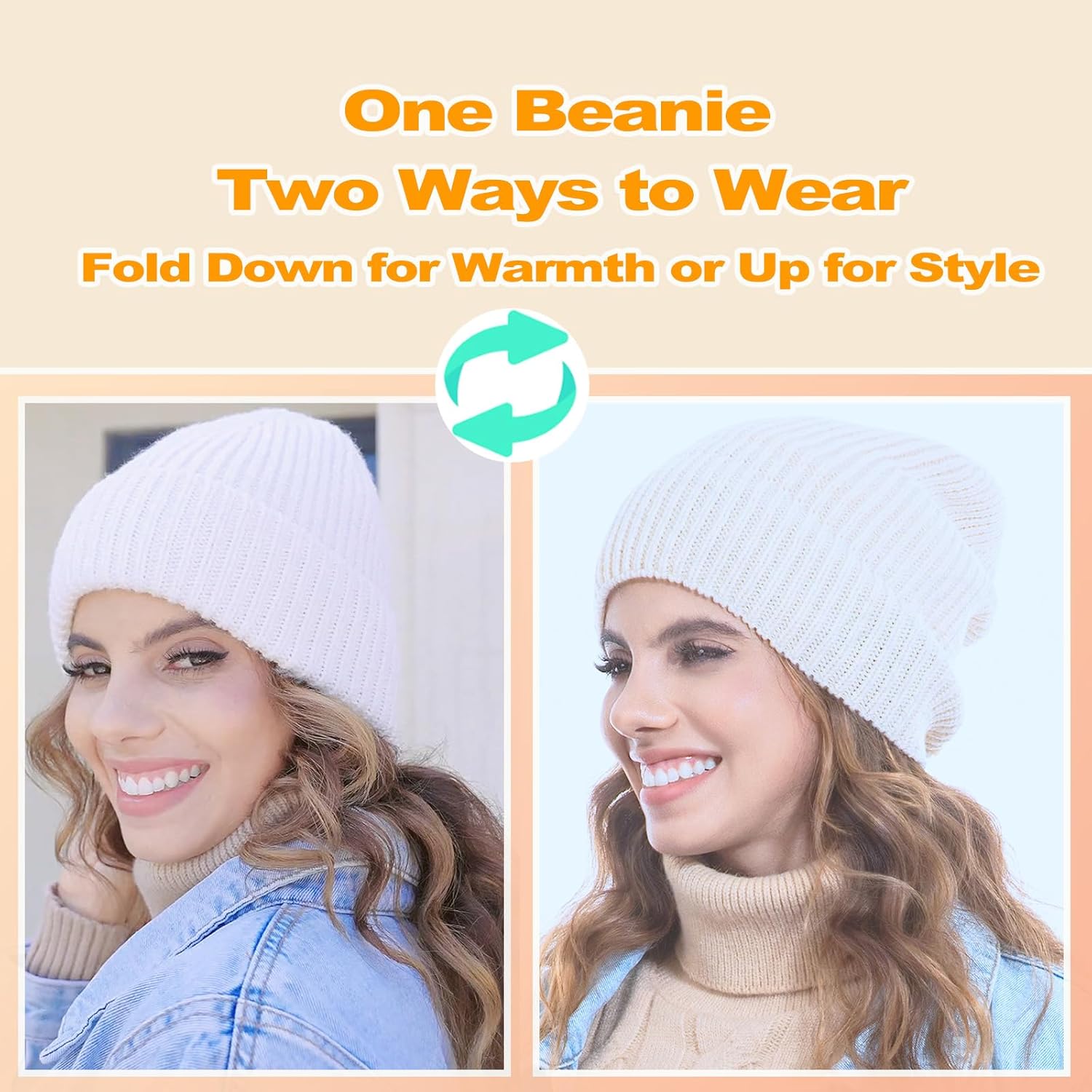 GDTOGRT Beanie for Women Men, Unisex Wool Knit Warm Fleece Lined Cuffed Winter Hat Cap - Image 4