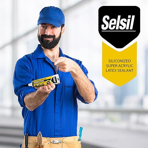 Miniatura 7 de Selsil Sellador de látex superacrílico siliconizado, calafateo para interiores y exteriores, flexible, resistente a la intemperie y a la humedad,