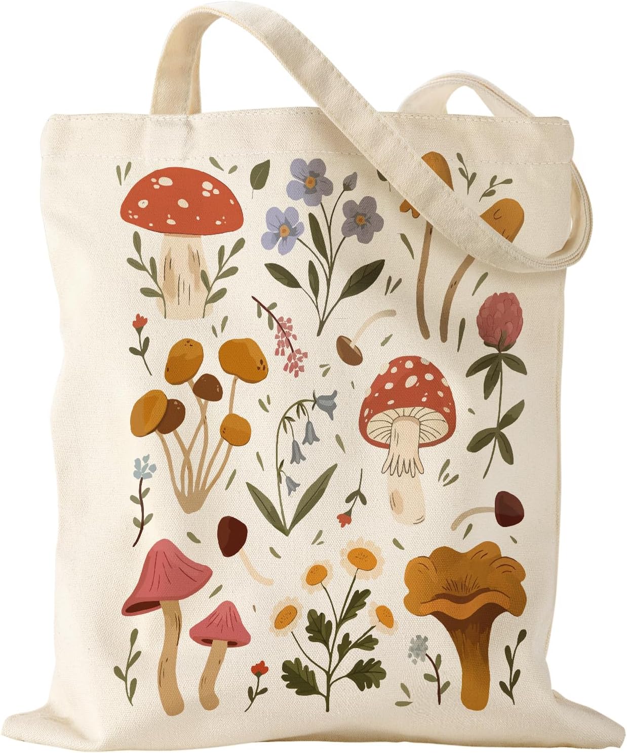 Aesthetic Canvas Tote Bag for Women - Sturdy Cloth Cotton Totes Bag with Pattern Shoulder Bag