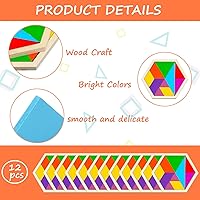 Vista 3 de Meooeck Paquete de 12 rompecabezas de madera Tangrams con forma de F, bloques de lógica cerebral para juegos, regalos educativos para adultos