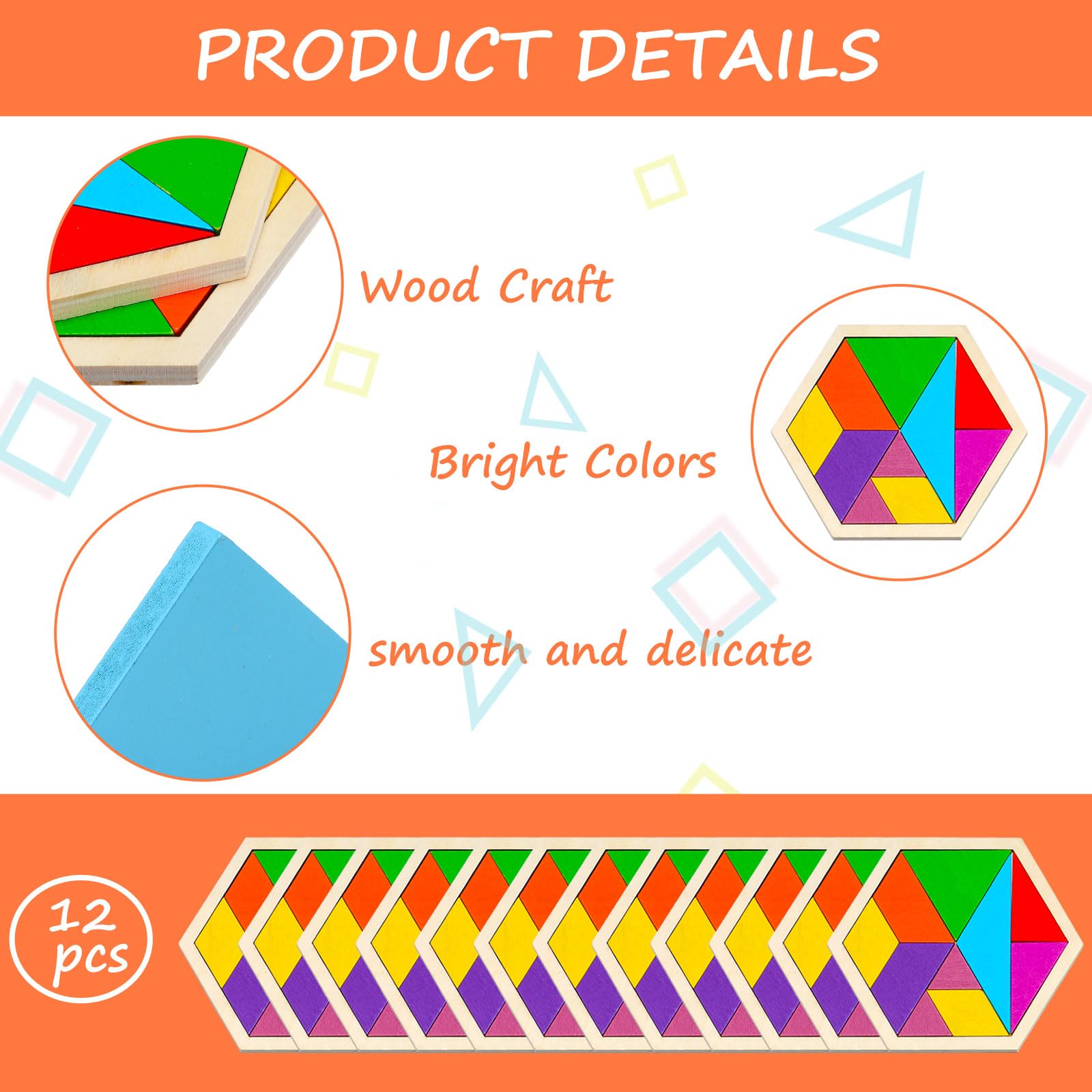 Amazon.com: Meooeck 12 Pack Tangrams Wooden Puzzles Tangrams Set f