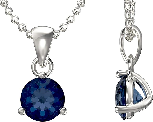 Aeon Jewellery Birthstone Necklace | 925 Sterling Silver & Cubic Zirconia | Polishing Cloth Included | Jewellery Gifts for Birthdays & Special Occasions for Women