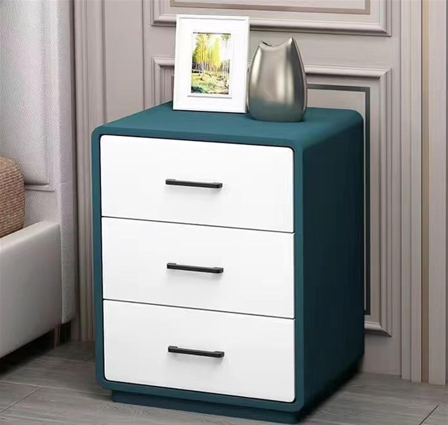 Modern Blue Nightstand with 3 Drawers, Versatile End Table & Bedside Table for Living Room & Bedroom, Stylish Interior Storage Solution, Large Size