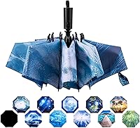 Vista 67 de LANBRELLA Paraguas plegable inverso compacto paraguas de viaje a prueba de viento automático Negro