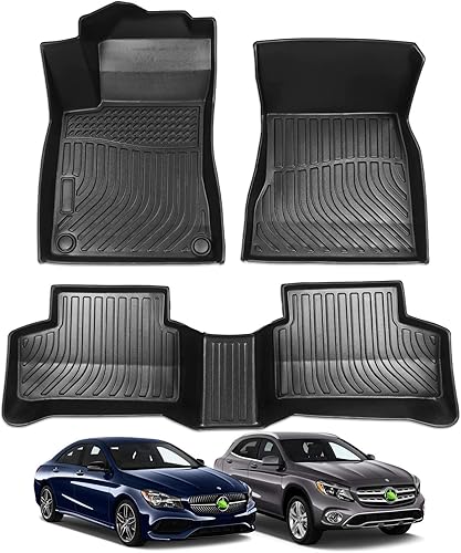 Cartist Alfombrillas de piso de ajuste personalizado para Mercedes-Benz CLA 2014-2019GLA 2015-2019, revestimiento de suelo TPE sin olor de borde
