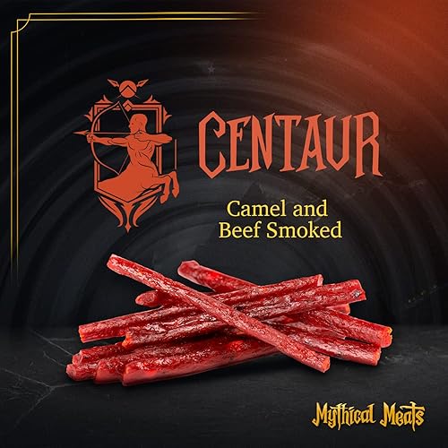 Miniatura 3 de Mythical Meats Humanoid Flavor Centaur - Paquete de 12 palitos de aperitivos  Camello y carne de res  Carnes secas y deshidratadas sazonadas a la