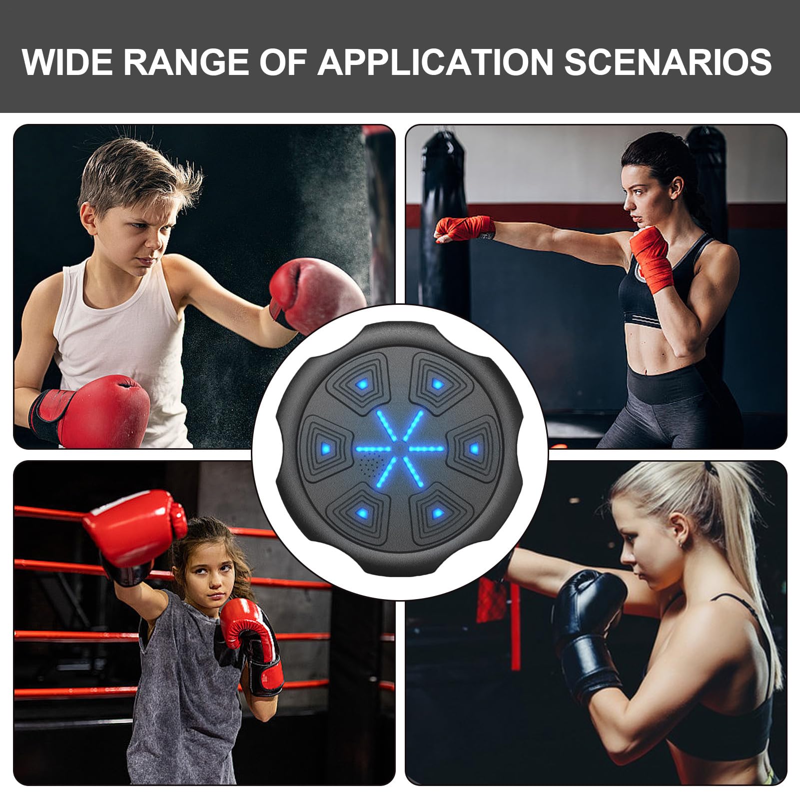 Generico Macchina da Boxe Musicale Pannelli Digitali da Parete | Con LED Di Allenamento Con Pads Ricaricabile 2000mah Da Parete Per Adulti Allenamento Concentrazione Casa